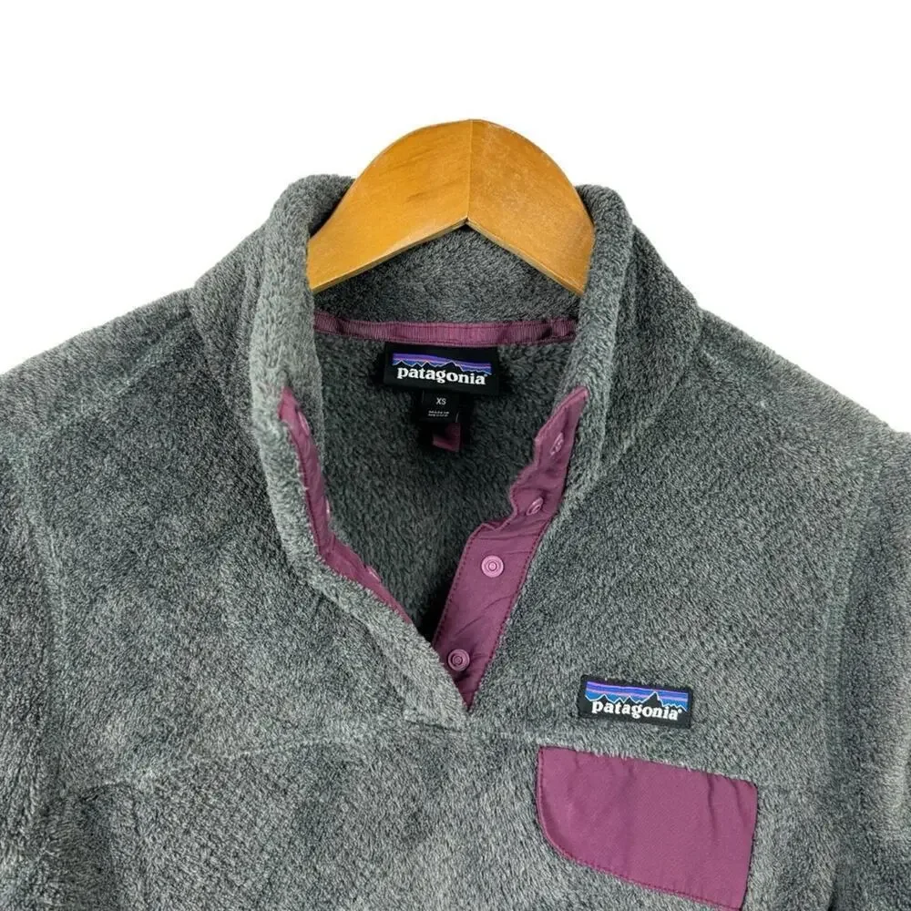 Patagonia Re-Tool Snap-T Pullover Polartec Fleece Gray Magenta Women's XSmall
